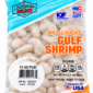 A 1 lb bag of frozen LA Select Peeled Gulf Shrimp, 51-60 count, IQF, peeled and deveined.