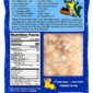 Back of a 1 lb alligator meat package showing a recipe, nutrition label, and a window displaying the frozen product.