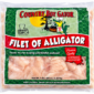 A five-pound vacuum-sealed bag of raw alligator meat.