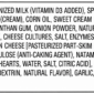 Ingredient list for Chef John Folse’s spinach and artichoke dip, which contains milk.