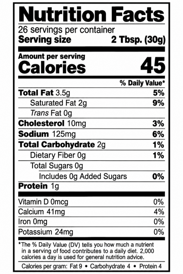 chef john folse spinach and artichoke dip nutrition Nutrition facts label for Chef John Folse Spinach and Artichoke Dip, listing 45 calories per 2-tablespoon serving.