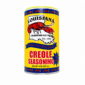 A yellow container of LA Crawfish Co. Creole Seasoning, featuring a red crawfish illustration over a Louisiana map.