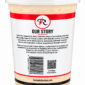 Rachael’s Crawfish Etouffee in a plastic container with a label showing the company story, barcode, QR code, and URL.