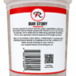 Back label of a Rachael’s Seafood Gumbo container, featuring the brand story, barcode, QR code, and website address.