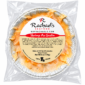 An 8oz serving of Rachael’s Shrimp Au Gratin packaged in a round foil tray inside a clear plastic container.