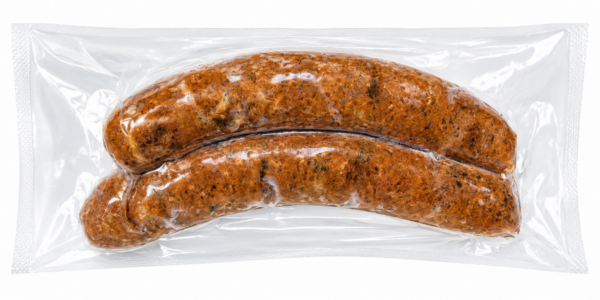 the best stop original boudin back Two vacuum-sealed links of The Best Stop Original Boudin in clear plastic packaging.