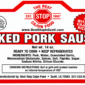 The Best Stop Smoked Pork Sausage label featuring nutrition facts, ingredients, and safe handling instructions.
