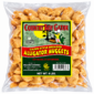 Clear plastic bag of 4 lb Alligator Nuggets, featuring golden-brown nuggets and a label with an alligator mascot.