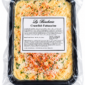 A plastic-wrapped black tray of La Boucherie 2 lb Crawfish Fettuccine side dish with a central informational label.