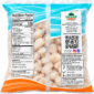 A 12 oz bag of LA Select IQF peeled Gulf shrimp, 91-130 count, featuring nutrition, ingredients, and instructions.