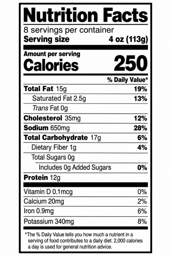 breaded catfish strips 2 lb nutrition Nutrition label for Guidry’s Breaded Catfish Strips 2 lb IQF, showing 250 calories and nutrients per 4 oz serving.