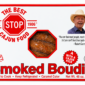 3 lb box of The Best Stop Smoked Boudin with a window showing three links, including a photo and quote from the owner.