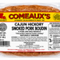 A package of mild Comeaux’s Pork Boudin sausage links in a clear plastic wrapper.