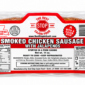 A package of four raw The Best Stop chicken sausages with visible pieces of jalapeño.