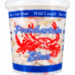 A 16 oz Pontchartrain Blue Crab Fingers container with bold blue text and red crab artwork on the plastic packaging.