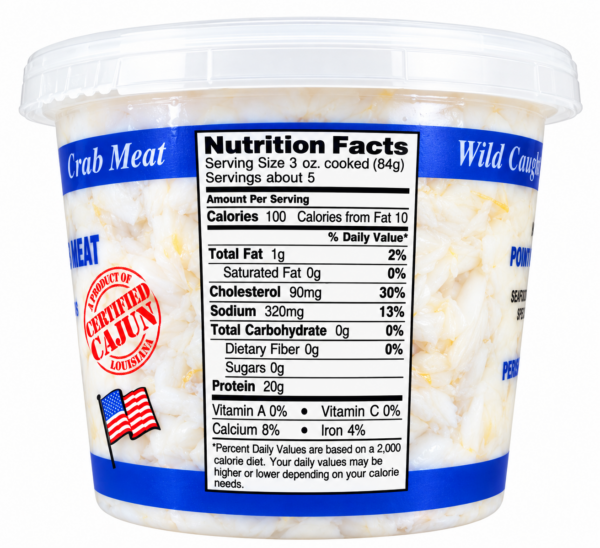 jumbo lump 2 Pontchartrain Jumbo Lump Crab Meat 16 oz can with Certified Cajun logo and visible front nutrition facts label.