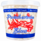A 16 oz Pontchartrain Jumbo Lump Crab Meat container featuring a red crab illustration on its plastic front.
