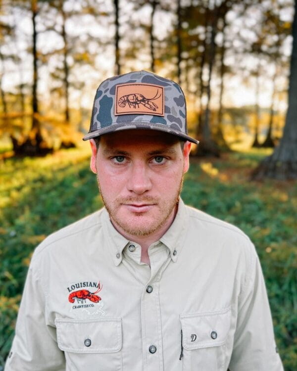 Louisiana Crawfish Company LCC Crawfish Leather Patch Hat Louisiana Crawfish Company LCC Crawfish Leather Patch Hat