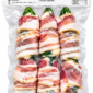 Six vacuum-sealed La Boucherie shrimp and pepper jack stuffed jalapeno poppers wrapped in bacon.