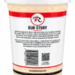 Plastic tub of Rachael’s Sampler, with a label displaying the company story, barcode, QR code, and website address.