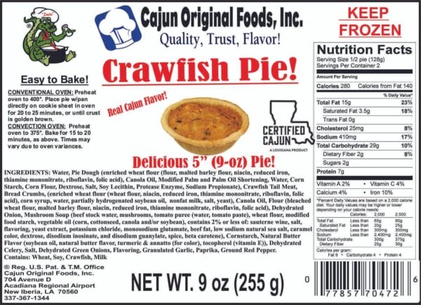 Cajun Original Foods Crawfish Pie Cajun Original Foods Crawfish Pie