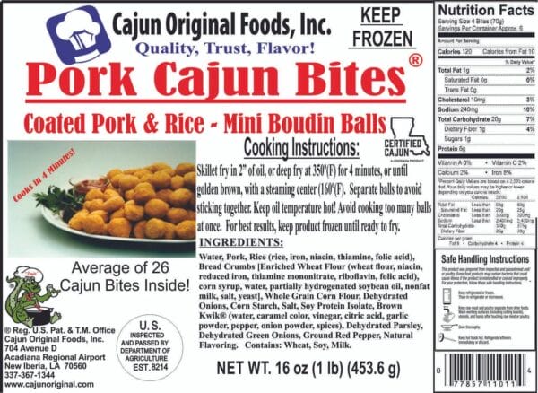 Cajun Original Foods Pork Boudin Bites Cajun Original Foods Pork Boudin Bites