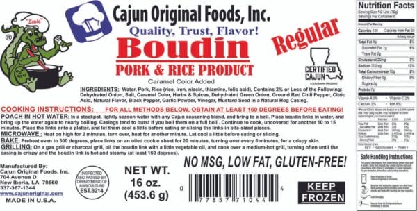 Cajun Original Foods Pork Boudin Cajun Original Foods Pork Boudin