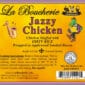 Vibrant La Boucherie Jazzy Dirty Rice Chicken label with cartoon alligator playing sax, celebrating Cajun and Louisiana flavors.