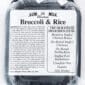 La Boucherie 1 lb Broccoli and Rice with label featuring more Cajun dishes, Louisiana seafood, and crawfish shipping info.