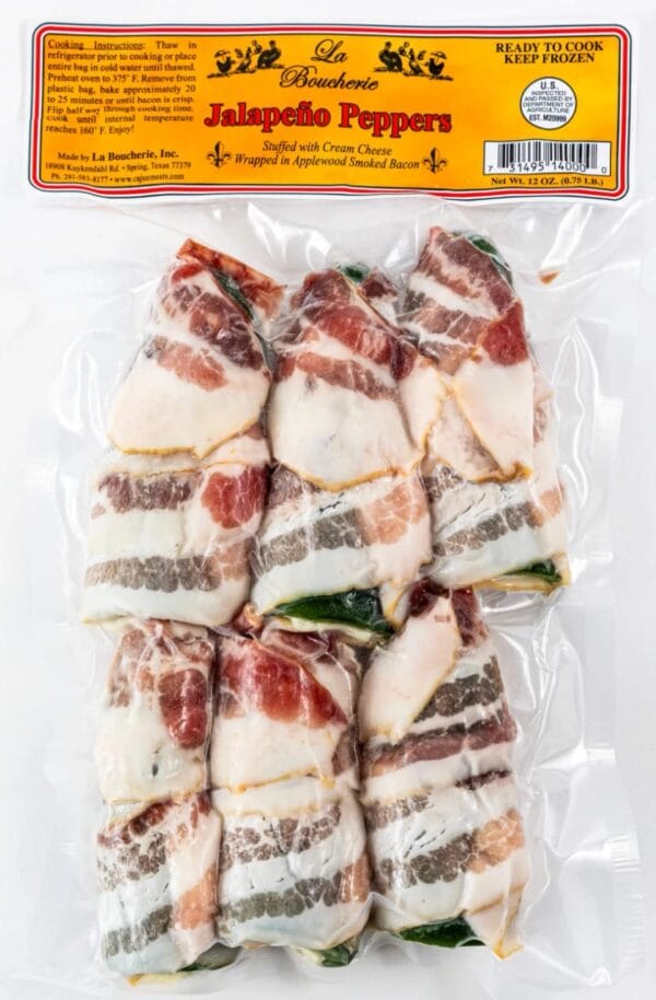 poppercc2__76701.1744238678.1280.1280.jpg La Boucherie stuffed jalapeno poppers with cream cheese, vacuum-sealed and wrapped in applewood smoked bacon.