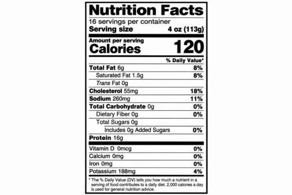 pontchartrain shrimp and crab boulette nutrtition Nutrition Facts label for Shrimp and Crab Boulettes, showing 120 calories per 4 oz serving and nutrient values.