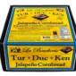 A 15 lb La Boucherie Turducken box featuring a jalapeño cornbread label, cooking instructions, and nutrition facts.