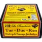 A 15 lb La Boucherie Turducken box featuring cooking instructions for a bird stuffed with shrimp and sausage jambalaya.