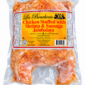 A raw La Boucherie Cajun stuffed chicken, seasoned and filled with jambalaya, sealed in a labeled plastic package.