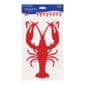 Red paper crawfish streamer decoration, packaged flat in a clear bag with a labeled top header.