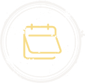 Yellow calendar outline icon centered on white, ideal for highlighting your next Louisiana seafood or Cajun food event.