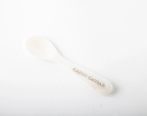 Cajun Caviar Spoon with “CAJUN CAVIAR” on the handle, perfect for serving Louisiana seafood or Cajun dishes.