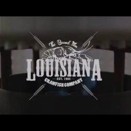 Logo with “The Brand You Louisiana Crawfish Company Est. 1985” and a crawfish graphic, spotlighting Louisiana crawfish.