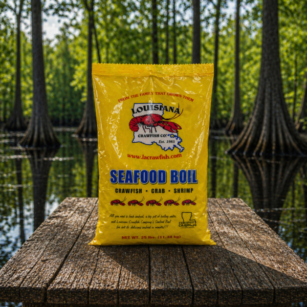 A 1 lb bag of LA Crawfish Co. Seafood Boil ORIGINAL, perfect for Cajun recipes and seafood feasts.