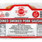 A 12oz vacuum-sealed package of six pre-sliced The Best Stop Smoked Pork Sausage coins.