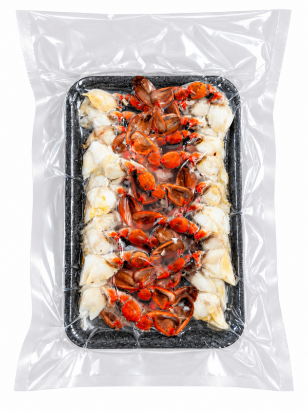8 oz swimmers Pontchartrain Jumbo Lump Crab Swimmers, 8 oz of premium crab meat and claws in a clear, vacuum-sealed tray.
