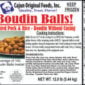 Product label for 12lb Cajun Original Foods Alligator Boudin Bites, featuring ingredients, nutrition, and cooking steps.