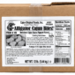 A 12lb bulk box of Cajun Original Foods Alligator Boudin Bites featuring a nutrition label and cooking instructions.