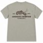 Camo crawfish shirt with a crawfish graphic and “Est. 1985 Louisiana Crawfish Company” text on the back.