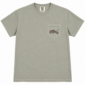 Light gray LA Crawfish Co. camo shirt with chest pocket and embroidered crawfish, perfect for brand fans.